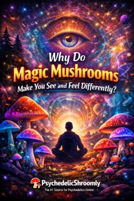 Psychedelic magic mushrooms showing altered perception, visual effects, and brain changes caused by psilocybin mushrooms